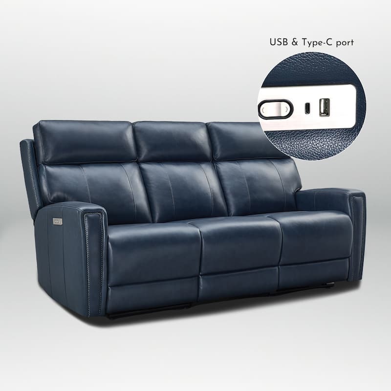 81.5'' Genuine Leather Zero Gravity Power Recliner Sofa with Power Headrest, USB&USB-C Port