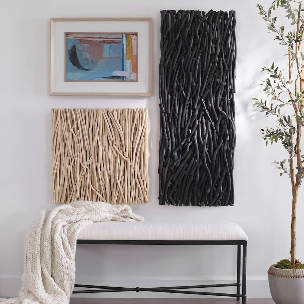 Bleached Teak Square Wall Decor - 24" - Beige