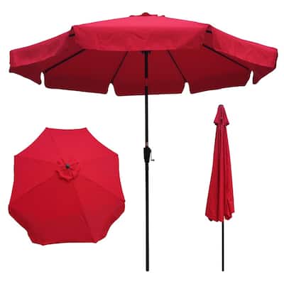 10ft Patio Umbrella Market Round Umbrella Crank Outdoor Garden Umbrellas