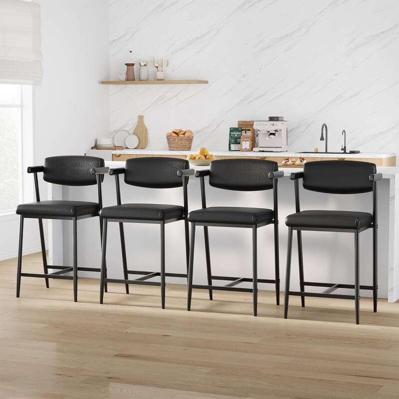 4 Pcs Counter Height Bar Stools Set for Kitchen Islands, Counter Bars - Black