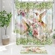 preview thumbnail 21 of 22, 4 Pcs HummingBird Flower Shower Curtain Sets with Rugs for Bathroom Decor, Vintage Floral (Hooks Not Included)