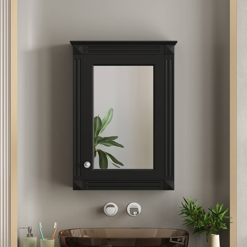 20" Wall Mounted Bathroom Storage Cabinet with Mirror, Medicine Cabinet with Height Adjustable Shelf