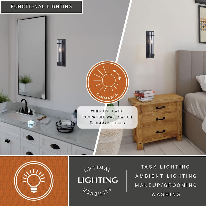 Bari 1 Light Contemporary Wall Sconce with Clear Cylinder Glass