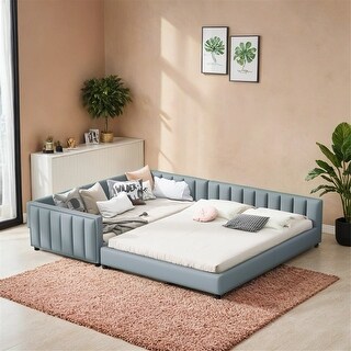 Queen Size & Twin XL Size Upholstered Platform Bed,Mother & Child Bed
