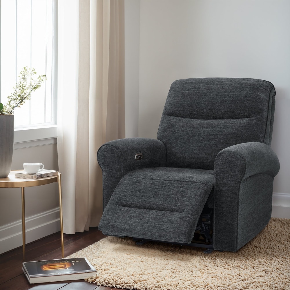 MCombo Power Wall Hugger Recliner Chair for Small Space RV , USB & USB-C Charging Ports, Modern Roll Arm Recliner, Fabric PR630