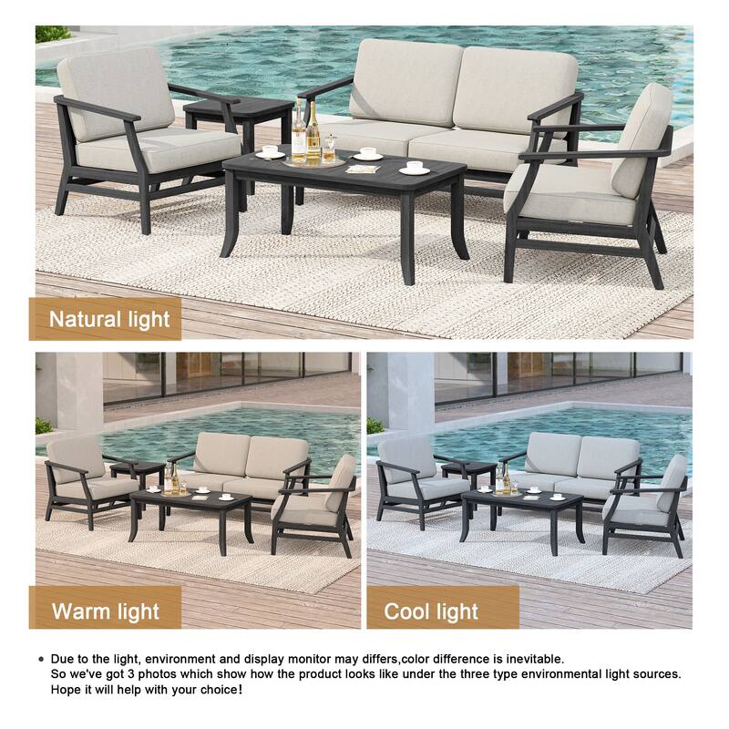 Large Outdoor Conversation Set with Patio Chairs, Loveseat, Tables