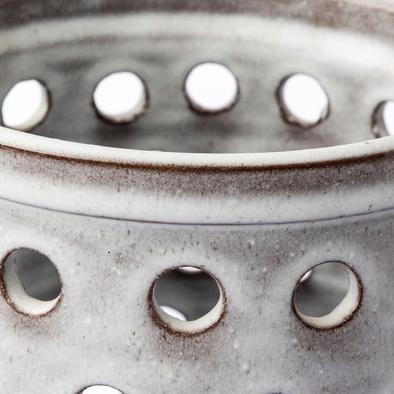 Organic White Glaze Pierced Dot Ceramic Vase