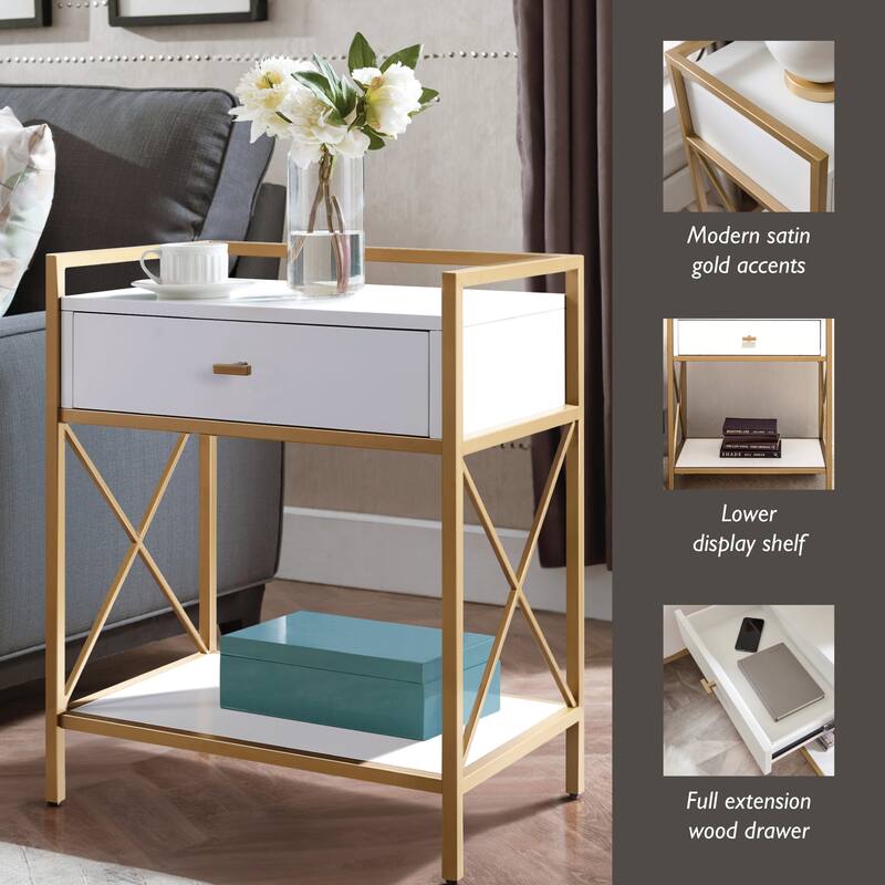 Contemporary Charging One Drawer Nightstand Side Table