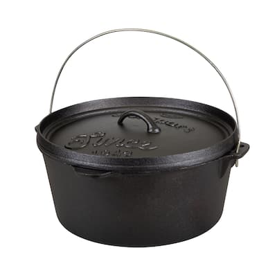 Stansport 8 QT Pre-Seasoned Cast Iron Dutch Oven Flat Bottom - 12" L x 12" W x 5" H