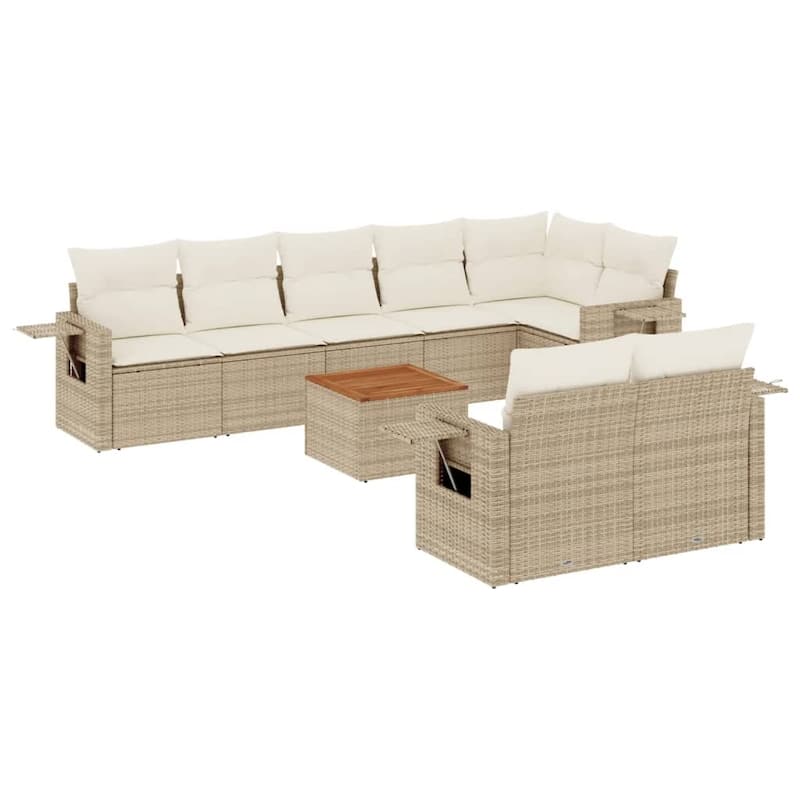 vidaXL Garden Sofa Set with Cushions Outdoor Sofa Set Corner Seat Poly Rattan