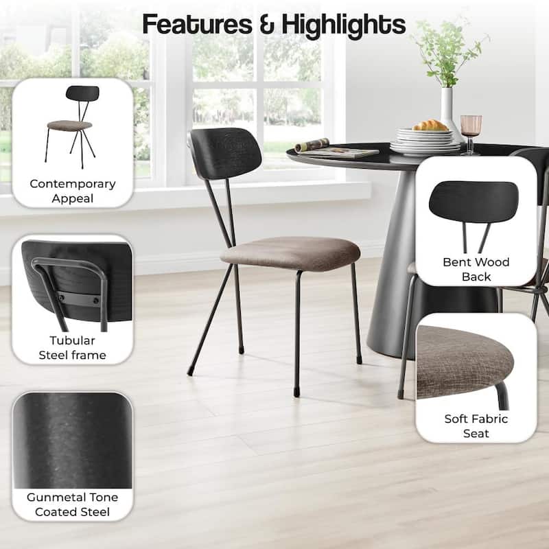 NPD Furniture Elise Fabric Dining Side Chair (Set of 4)