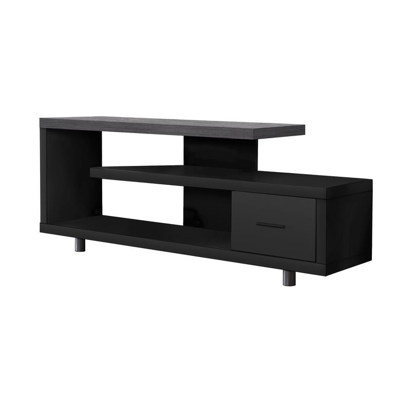 60" Contemporary TV Stand, Media Entertainment Center with Storage Drawer, Wood Look Finish, for Living Room & Bedroom - Black