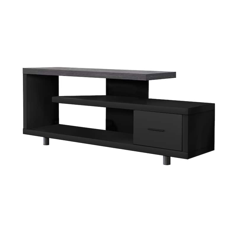 60 Inch TV Stand with Storage Cabinet, Art-Deco Design Entertainment Center, Three Spacious Shelves, Fits 80-89 inch TVs - Black