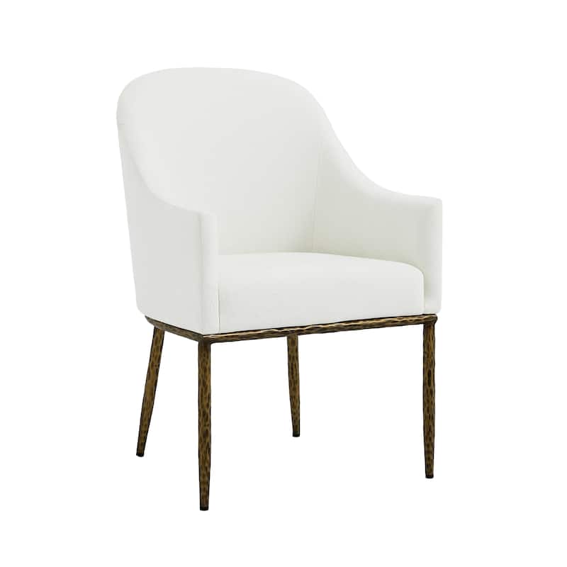 Christopher Knight Home - Ameson Artisan Upholstered Dining Chairs Set with Amrest, Hammered Metal Legs & Padded Seat