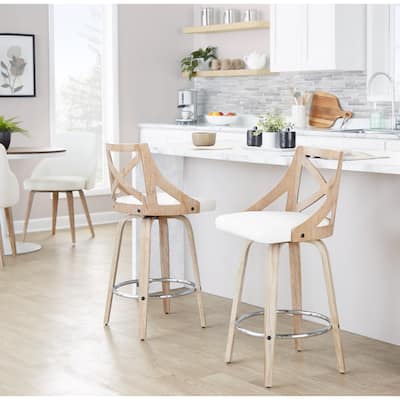 The Gray Barn Charlotte 26" Fixed-Height Counter Stool with Bent Wood Legs (Set of 2)