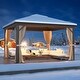 preview thumbnail 72 of 142, Outdoor Hardtop Gazebo Pergola w Galvanized Steel Roof and Aluminum Frame, Prime Curtains and nettings include