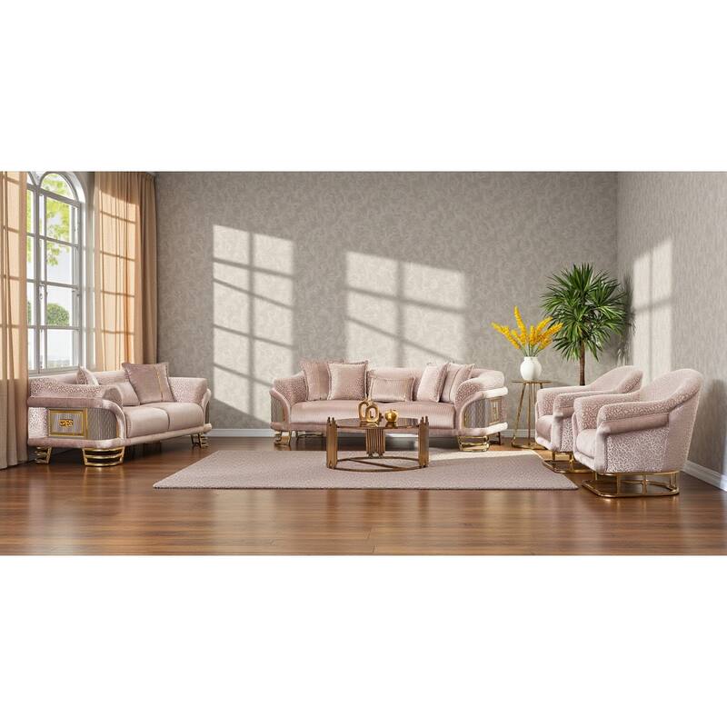 Bastion 4 Pieces Living Room Sets 2 Sofa 2 Chair - Cream