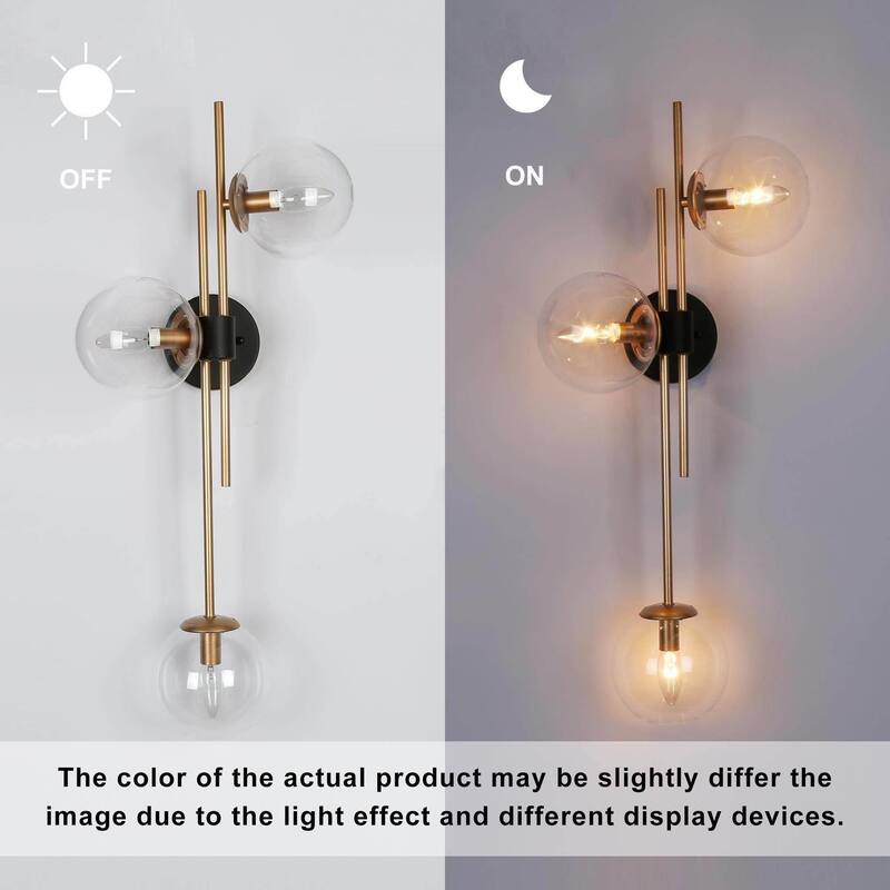 Bola Modern Gold 3-Light Chandelier Orb Glass Vanity Lights Wall Sconces