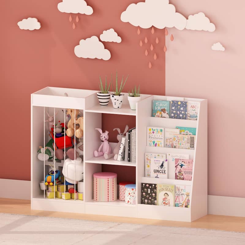 Kids Bookshelf and Toy Storage, 3-Tier Book Shelf for Kids Rooms - White