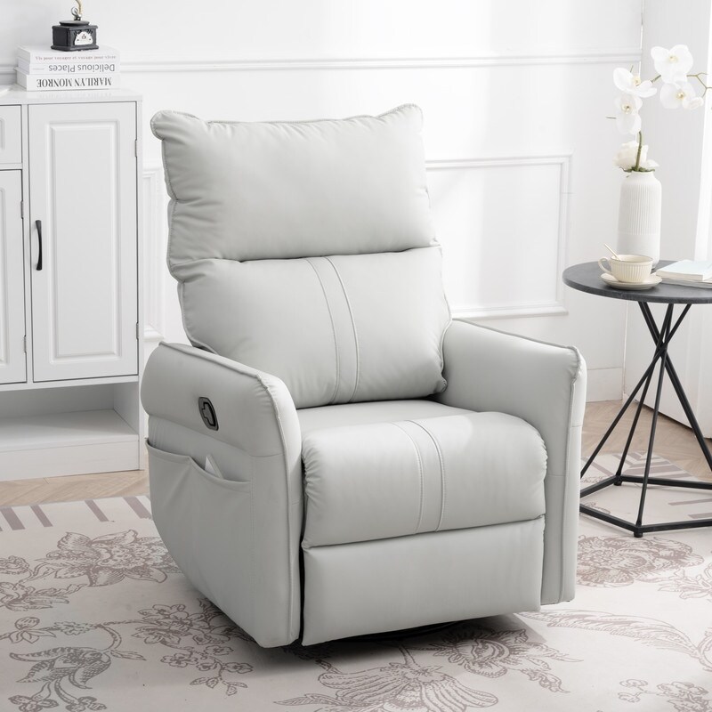 Modern Small Rocking Swivel Recliner Chair with Pull Buckle and