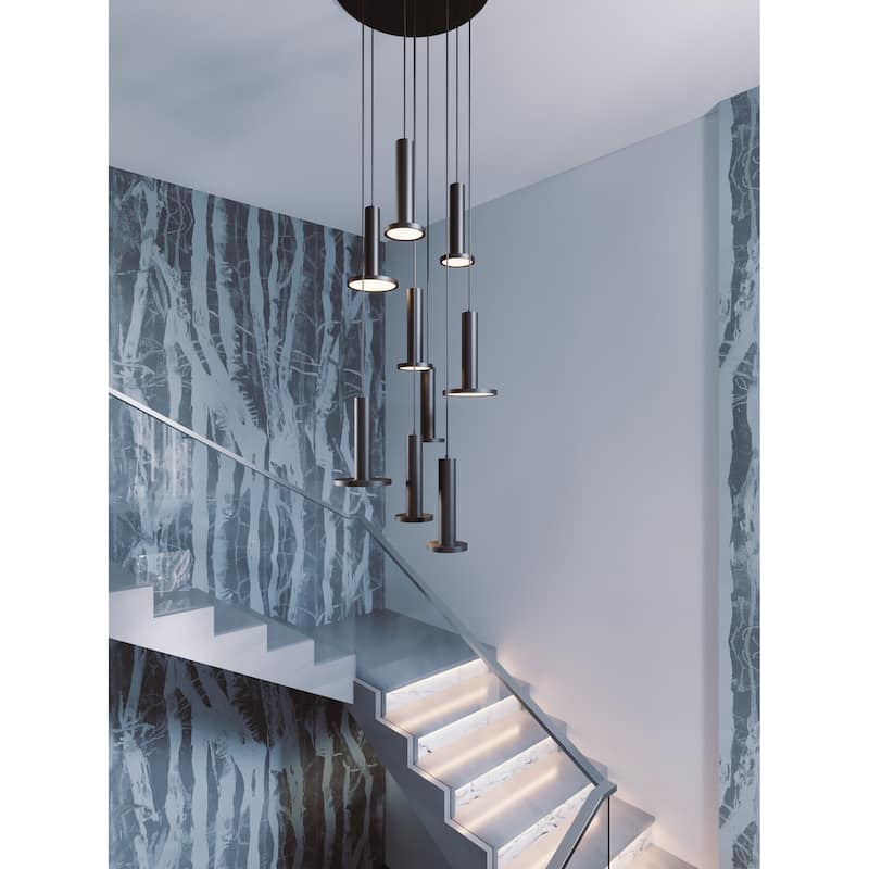 Luna Nonuple LED Pendant 120V - Black