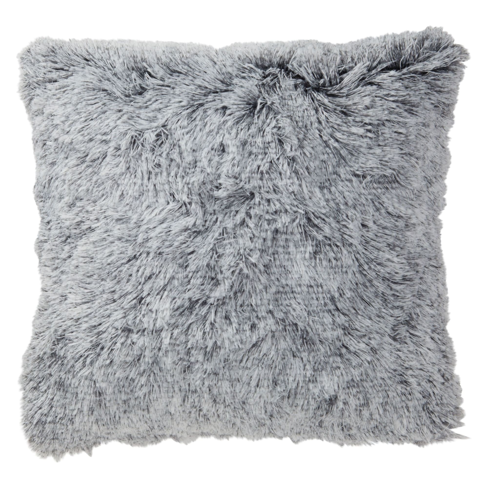 Grey Faux Fur Throw Pillow Covers, Fuzzy Home Decor (18 x 18