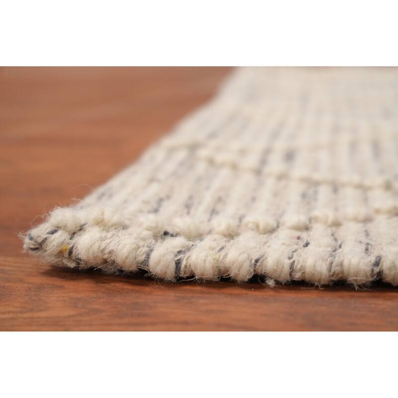 Hand Knotted Oriental 100% Wool Carpet Modern Geometric Beige & Ivories Modern Gotti Design Area Rug - 5' 10'' X 2' 7''
