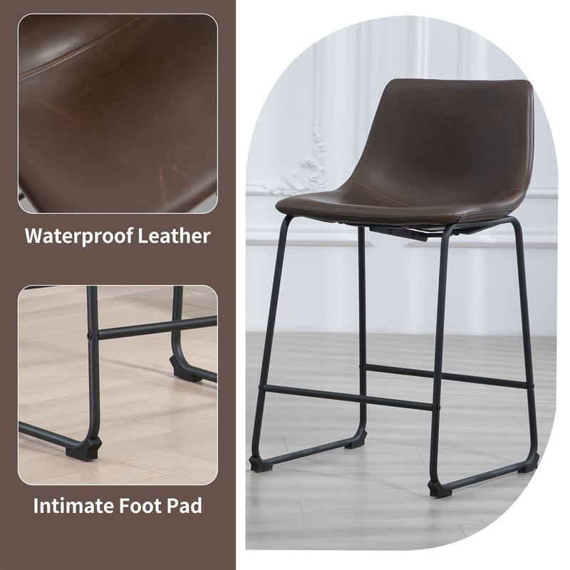 Carbon Loft Richard Faux Leather and Iron Counter Stool (Set of 2)
