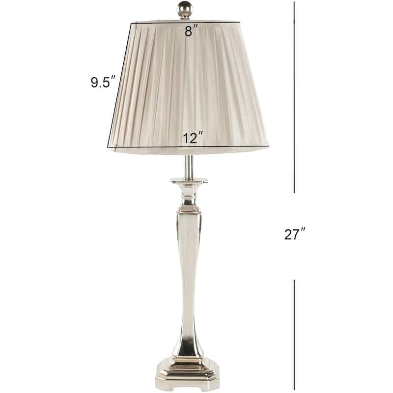 SAFAVIEH Lighting Kimberlie 28-inch Champagne Silky Table Lamp (Set of 2) - 12"x12"x27" - 12Wx12Dx27H
