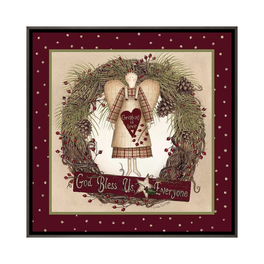 iCanvas "Folk Angel Christmas Wreath" by Lori Deiter Framed