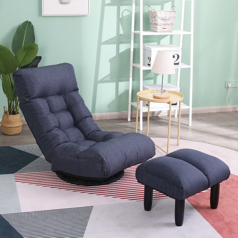 floor chair single sofa reclining chair Japanese chair balcony reclining chair leisure sofa adjustable chair - Navy