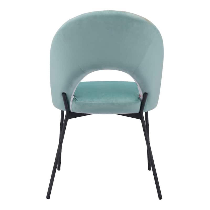 HomeRoots Set of Two Green and Black Velvet And Steel Tropical Floral Dining Side Chairs - 20.00 in. x 33.50 in. x 24.00 in.