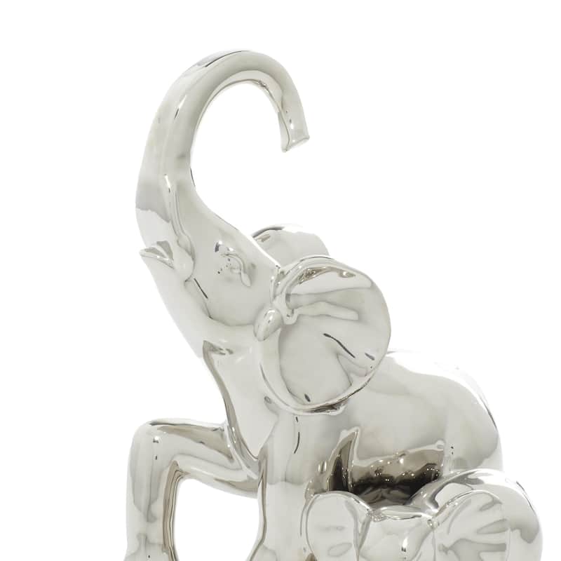 Ceramic Elephant Decorative Sculpture - Silver - Roche River Decor