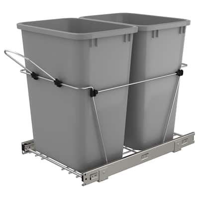 Rev-A-Shelf RV-18KD-17C S Silver Double 35-quart Waste Containers