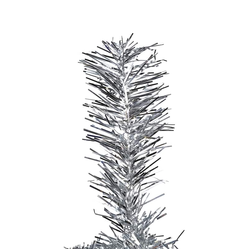 Artificial Tinsel Christmas Tree - 3' - Silver - Unlit - 3 Foot