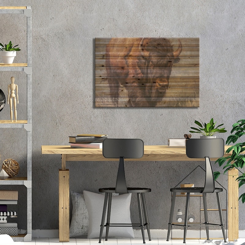 Brush Buster Print On Wood by Mark McKenna - Multi-Color