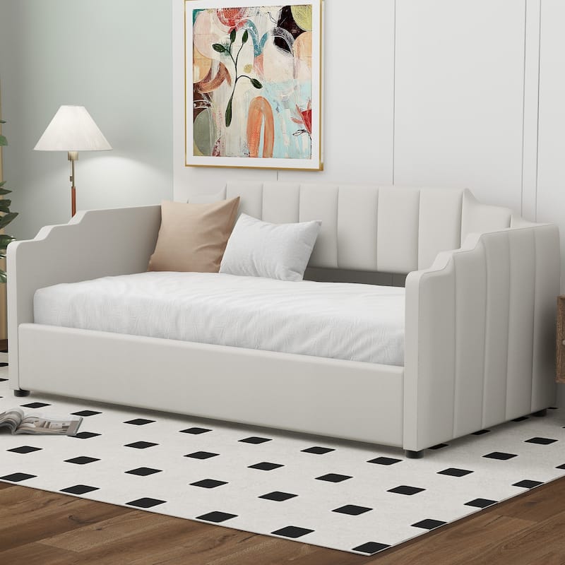 Modern Twin Size Upholstered Daybed with Underneath Storage for Bedroom