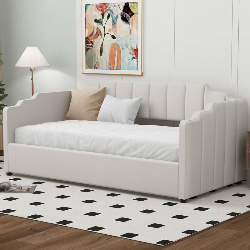 Upholstered Daybed with Underneath Storage, Twin/Full Size Lift Up Storage Daybed Frame Sofa Bed with Support Slats