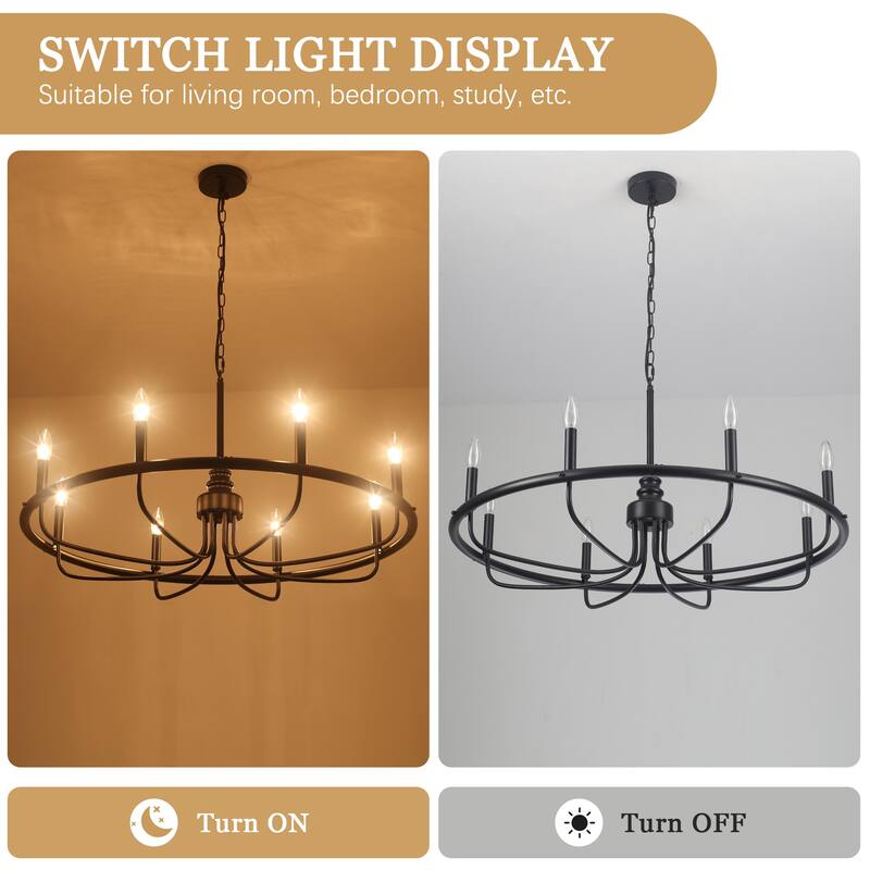 8-Light Candlestick Hanging Linear Island Foyer Chandelier Lighting Fixture for Dining Room Kitchen Island