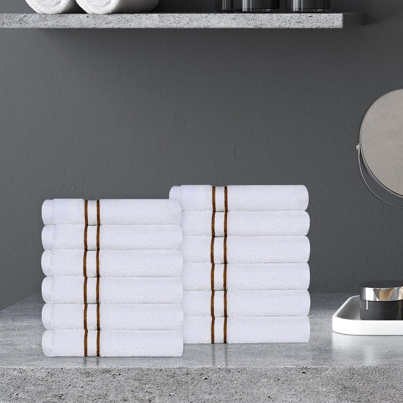 Turkish Cotton Heavyweight Washcloth Set of 12 by Superior - Toast
