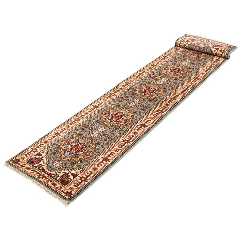 ECARPETGALLERY Hand-knotted Serapi Heritage Light Blue Wool Rug - 2'7 x 13'7