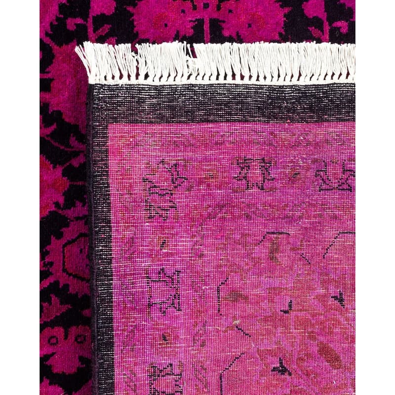 Overton Hand Knotted Wool Vintage Inspired Modern Contemporary Overdyed Pink Area Rug - 8' 1" x 13' 10"