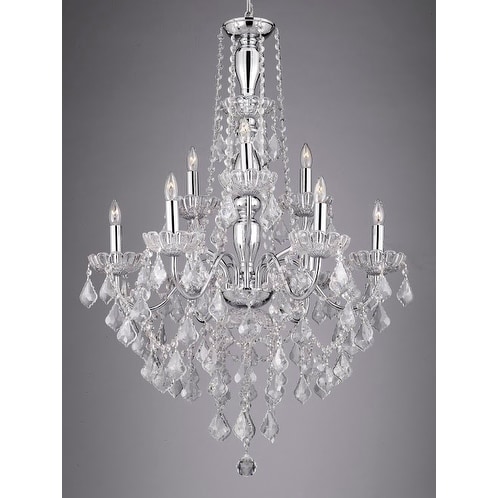 Chrome 9 Light Chandelier with Crystal