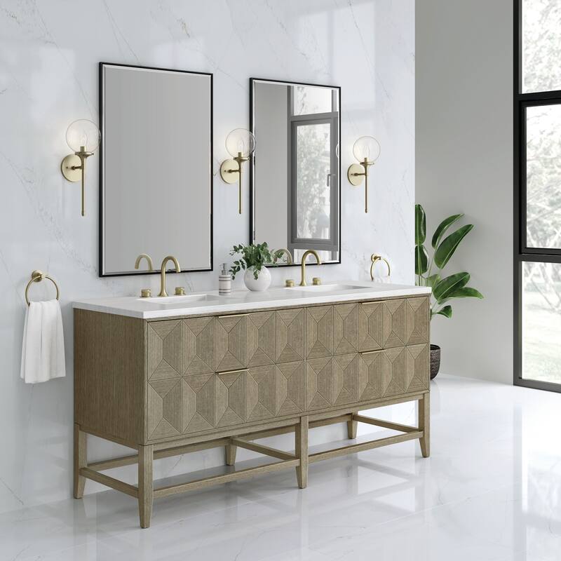 James Martin Vanities Emmeline 72" Double Vanity, Pebble Oak