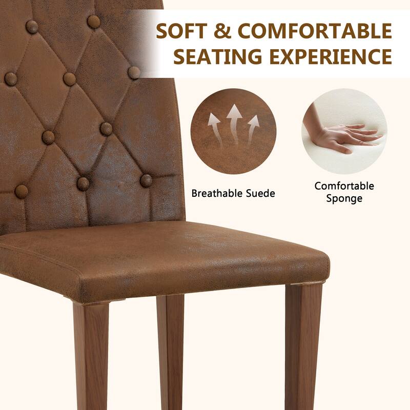 4-piece Technology Cloth Dining Chair: Ergonomically Designed with a Buckle Backrest,35 inches High, Metal Legs