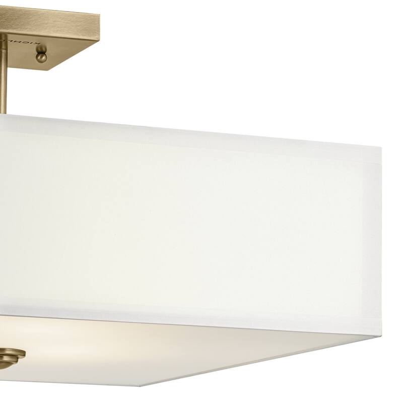 Kichler Lighting Shailene 18 in. 3-Light Natural Brass Square Semi-Flush Mount Light - 18 in