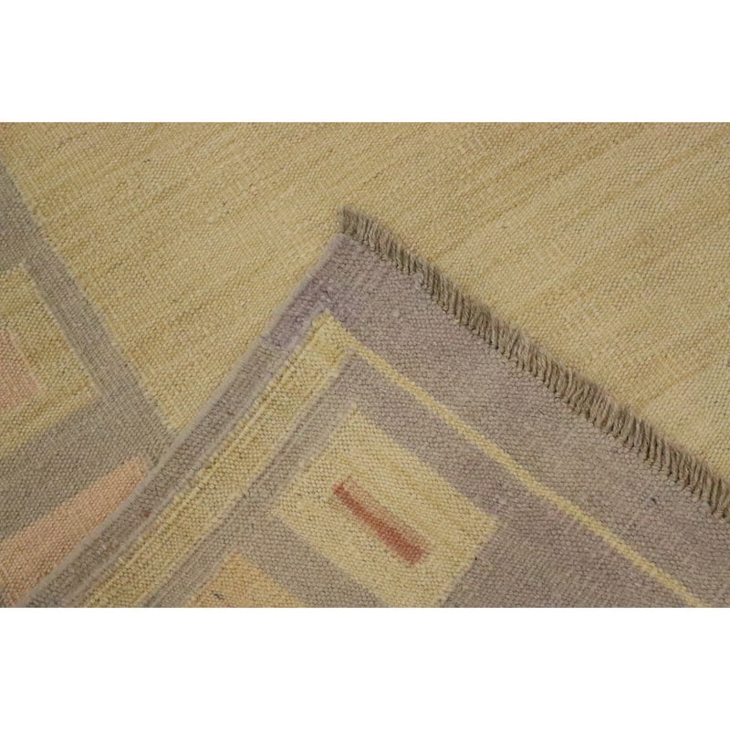 Hand Woven Oriental 100% Wool Carpet Southwestern Tribal Yellow & Gold Kilim Area Rug - 9' 8'' X 7' 10''