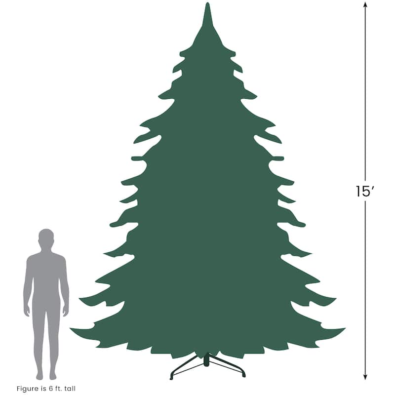 Pre-Lit Pencil Pine Artificial Christmas Tree 15' Multi-Color Lights - over-10-feet