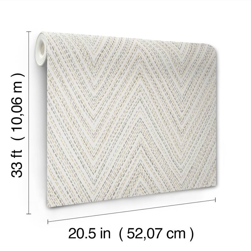 A-Street Prints Lainey Neutral Stitched Chevron Wallpaper