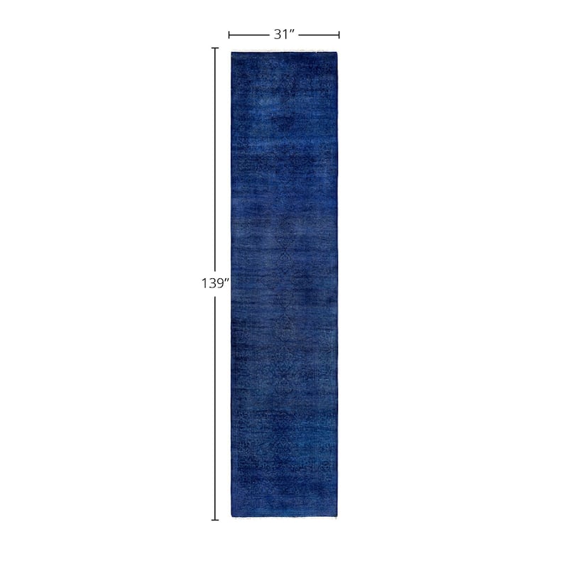 Contemporary Overdyed Wool Hand Knotted Runner - 2' 7" x 11' 7"